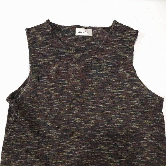 VTG Thin Knit 3pc Set Stretch Sm-Lg Artsy Brown Jacket Top Pants Boho Chic Y2K - Picture 16 of 16